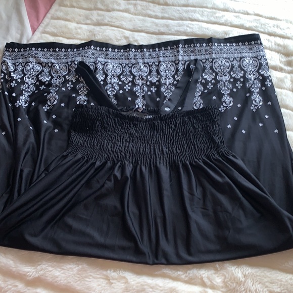 Plus size 3X black & white smocked convertible strapless maxi dress sundress 3X - Picture 7 of 14